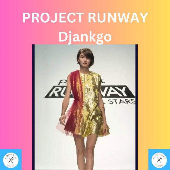 Project runway - Designer Party Dress Gold & Red by Django Steenbakker - Picture 1 of 6